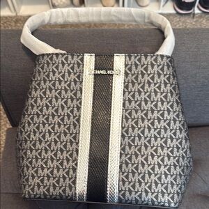 Michael Kors Monogram Black and Silver Handbag